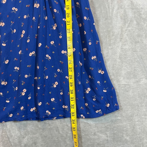 American Eagle Mini Dress Women's XS Blue Ditsy Floral Babydoll Cap Sleeve YTK - Picture 7 of 9